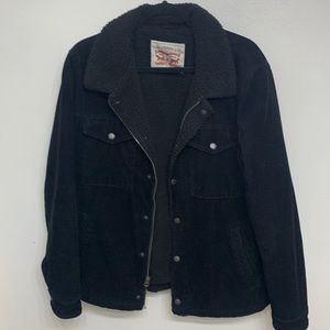 Levi’s Mens Black Sherpa Corduroy Trucker Jacket Medium
